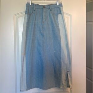 Udel Two-tone Blue Denim Maxi Skirt size S